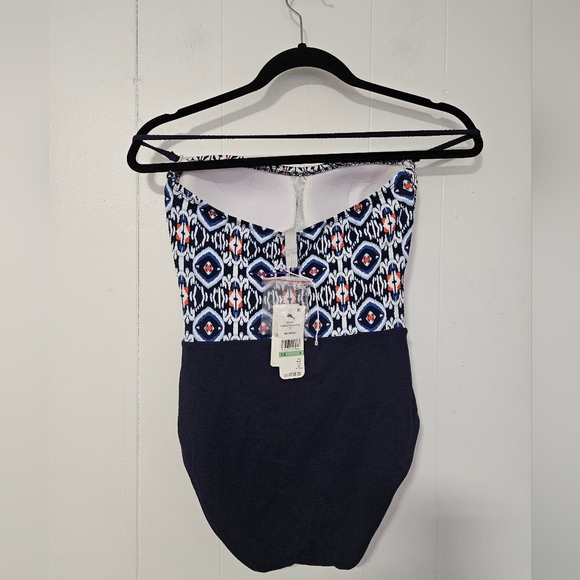 NWT Tommy Bahama Island Cays Ikat Bandeau One Piece Swimsuit Indigo - Picture 3 of 4